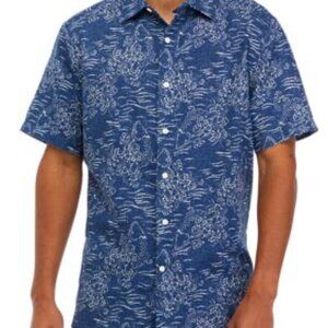 Nautica Short Sleeve Printed Linen Casual Button Up Shirt  XXL